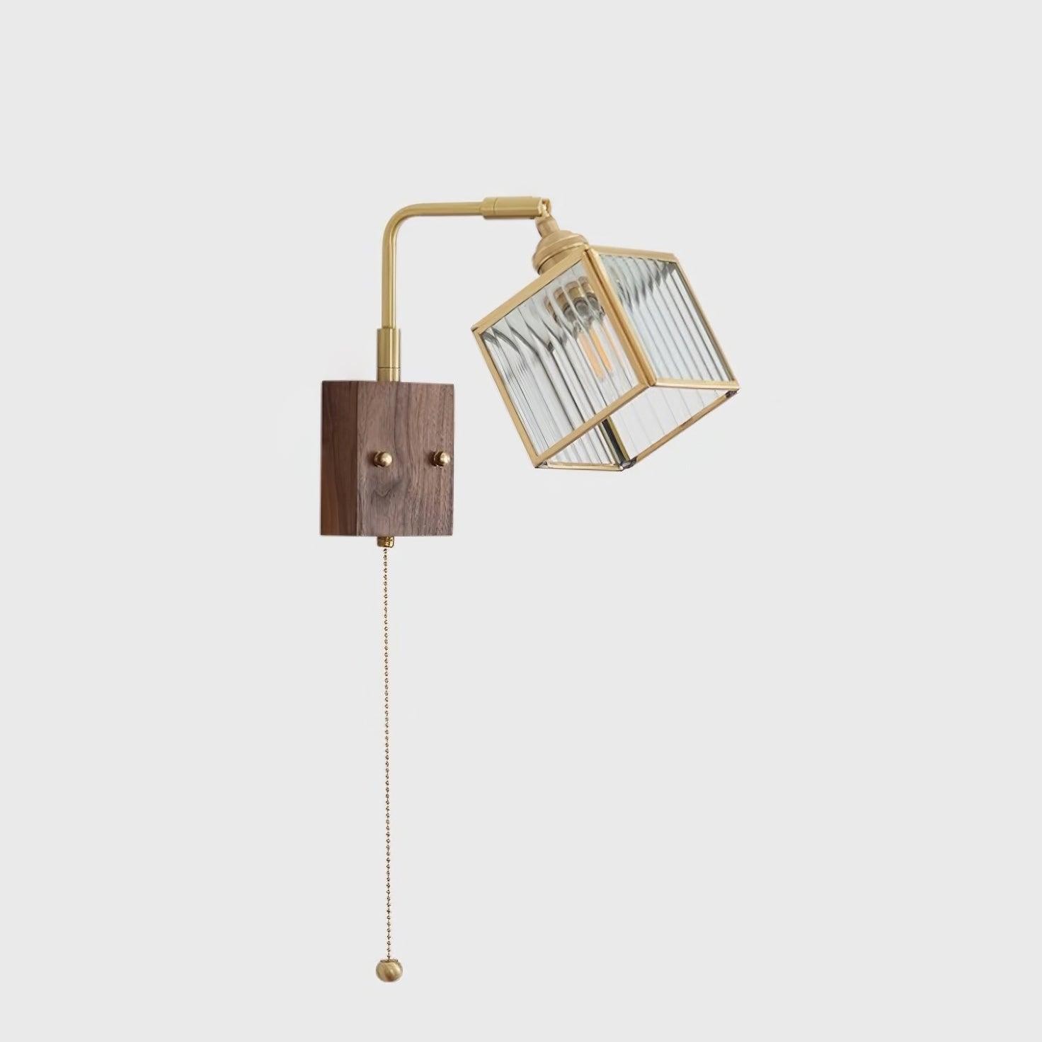 Square Glass Adjustable Wooden Wall Lamp M347