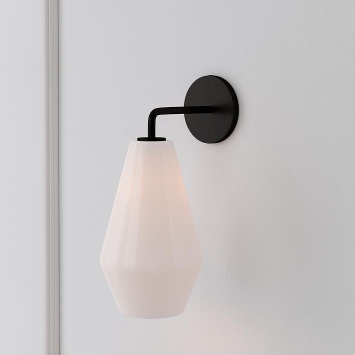 Merin Sculptural Milk Glass Geometric Wall Lamp T241