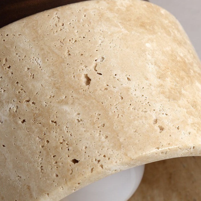 Japanese Minimalist Round Yellow Travertine Shade 1-Light Semi-Flush Mount Ceiling Light G31