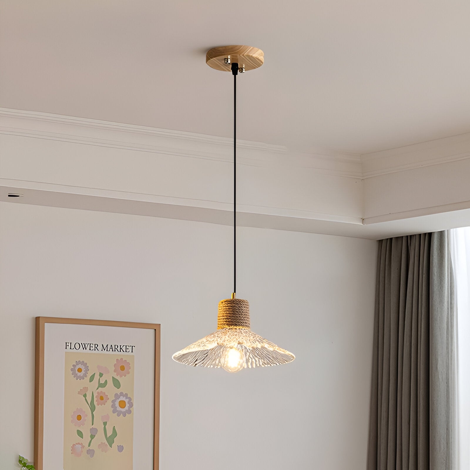 Nordic Hemp Rope Glass Pendant Light D938