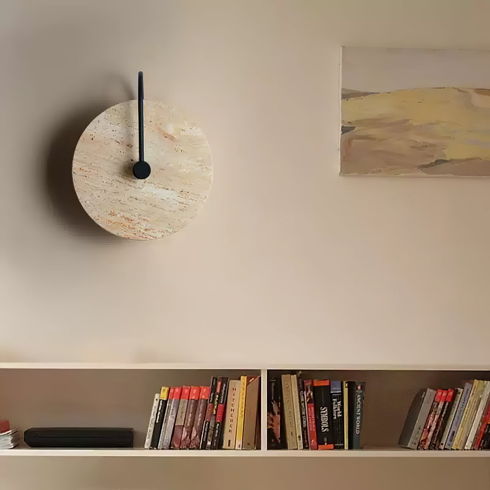 Simple Clock-Shaped Travertine Wall Lamp M25