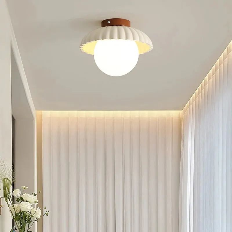 Cream Flower Bud Glass Hallway Ceiling Light S161