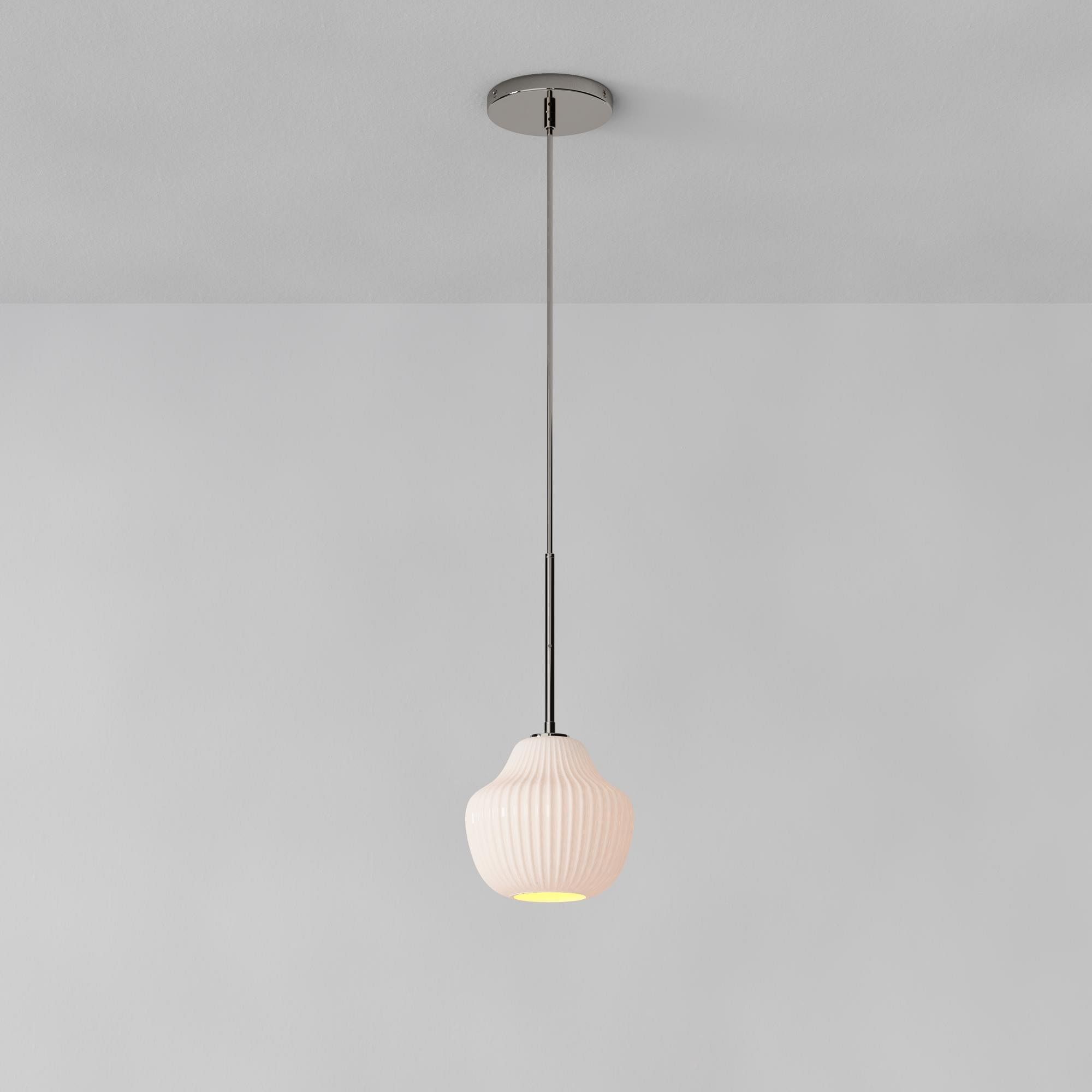 Rivrona Ribbed Pendant – Modern Ribbed Glass Light with Metal Finish T245