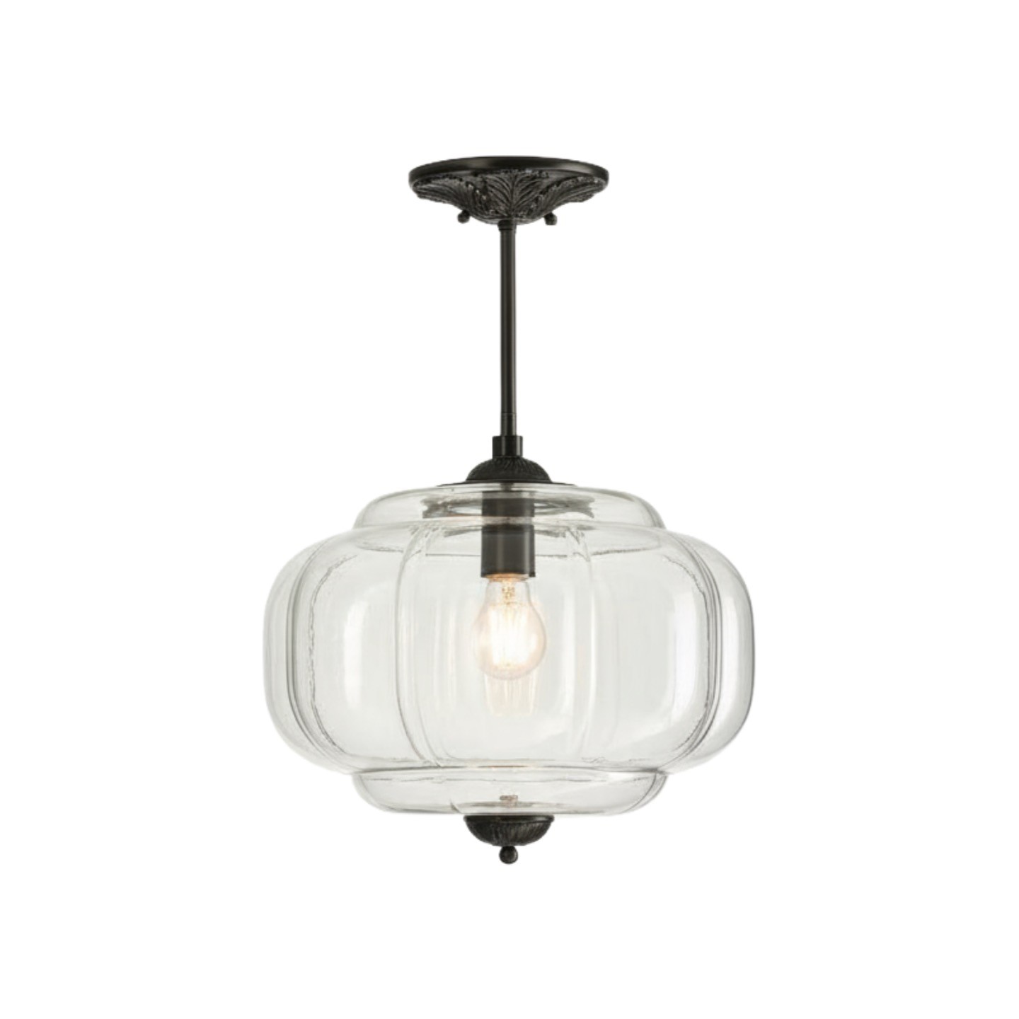 Eloise Vintage Pumpkin Glass Semi-Flush Mount Pendant Light G53