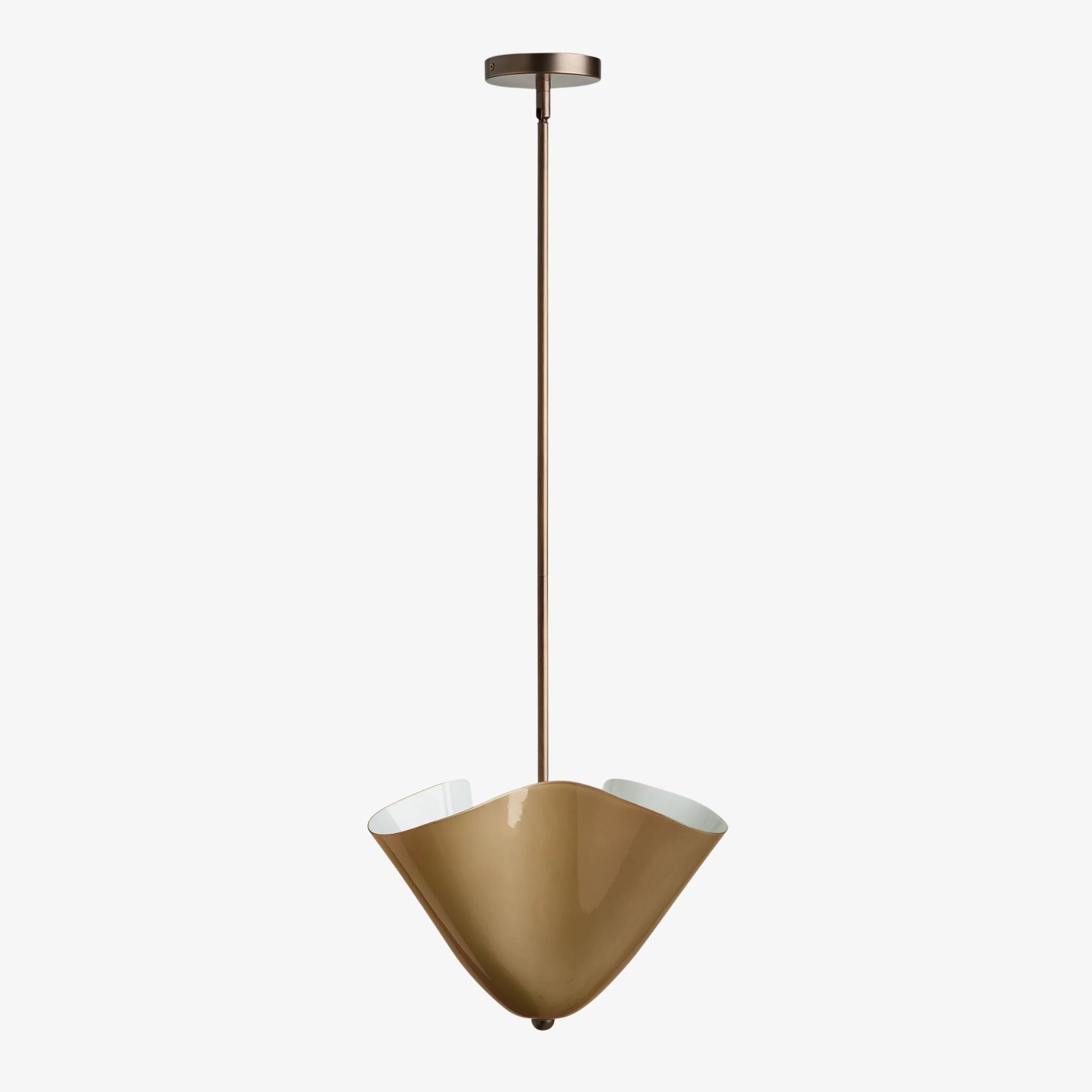 Bellina Radner Pendant Light – Colored Glass Shade with Brass Detail for Modern Spaces T278