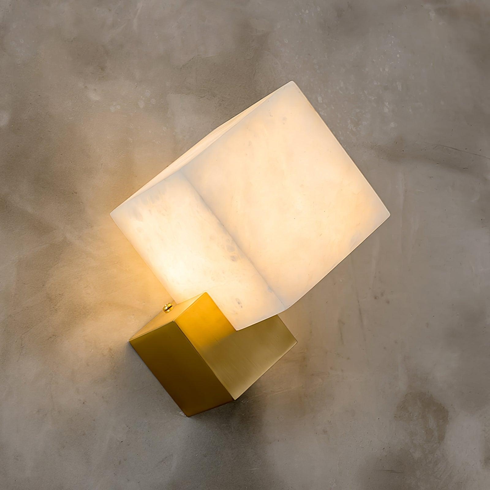 Block Alabaster Wall Sconce D387