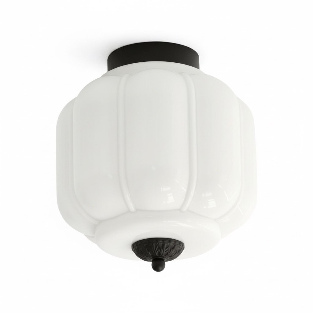 Vintage Eloise Milk Glass Flush Mount Ceiling Light - Vintage Charm Soft Glow T287