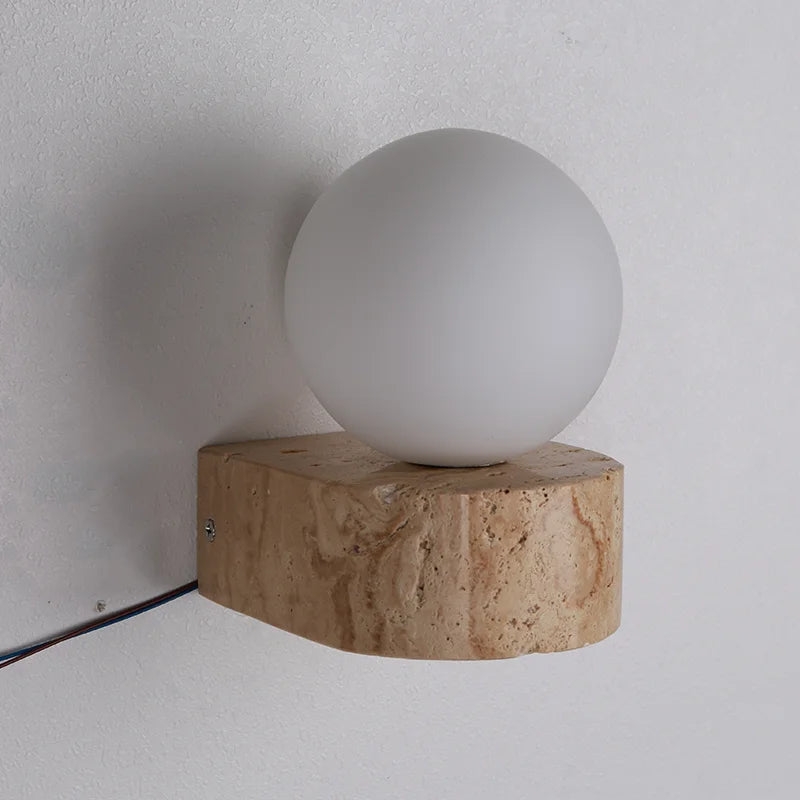 Travertine Hemisphere Wall Sconce D886