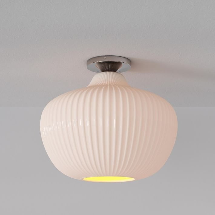 Rivrona Glass Flush Mount Ceiling Light - Modern Champagne Globe Design T107