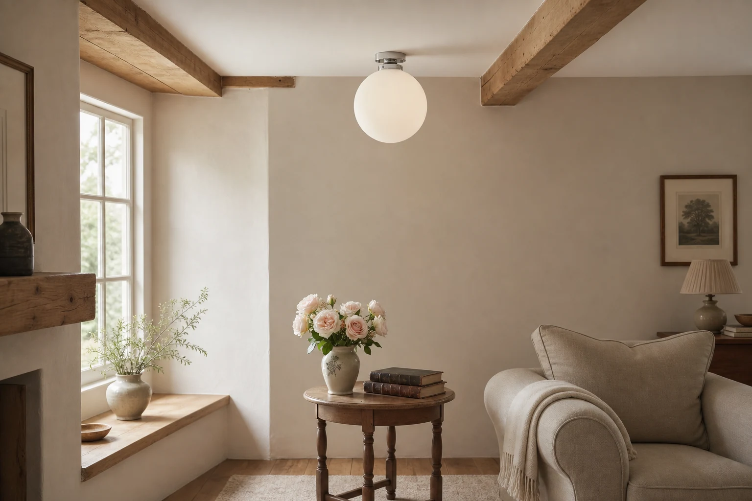 Matowa lampa sufitowa Glorica Glorica pokazana we wnętrzu lifestylowym