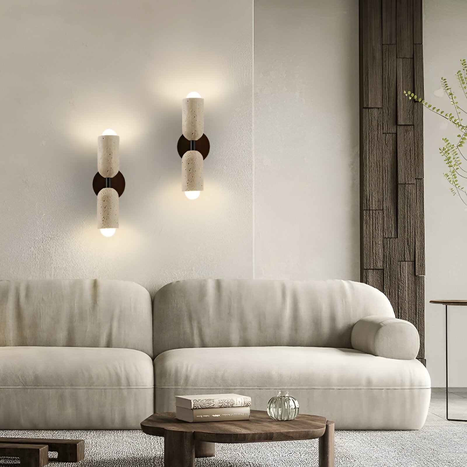 Merrill Travertine and Wood LED Wall Light D962