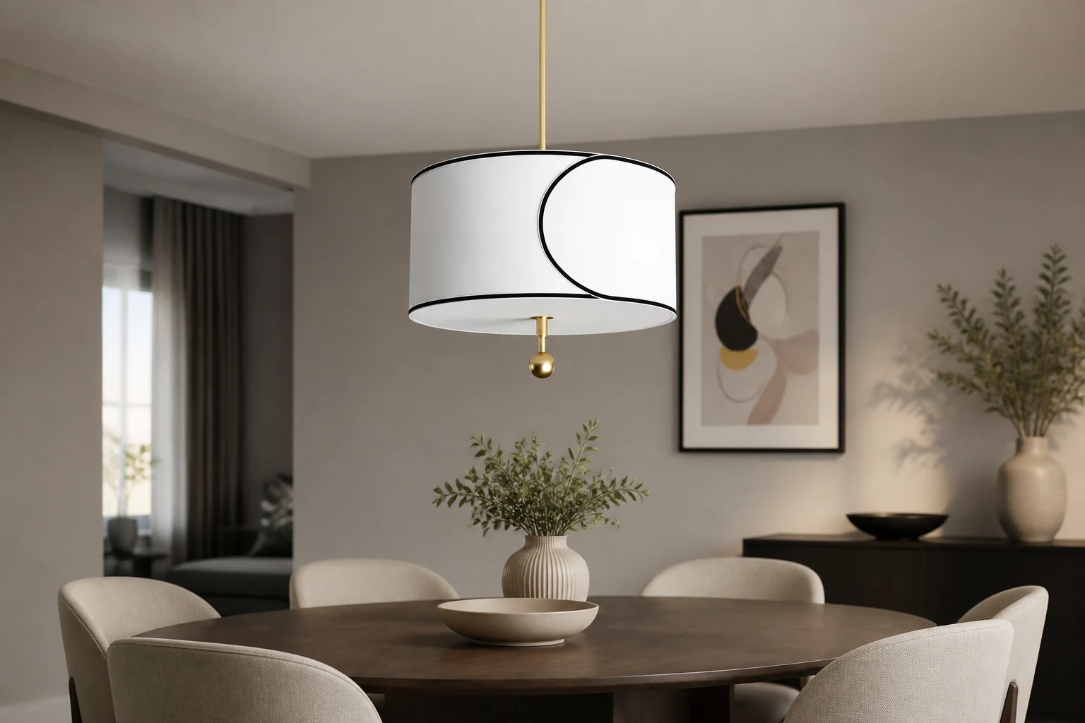 Lampa wisząca Roven w dodatkowej scenie pokoju lifestylowego