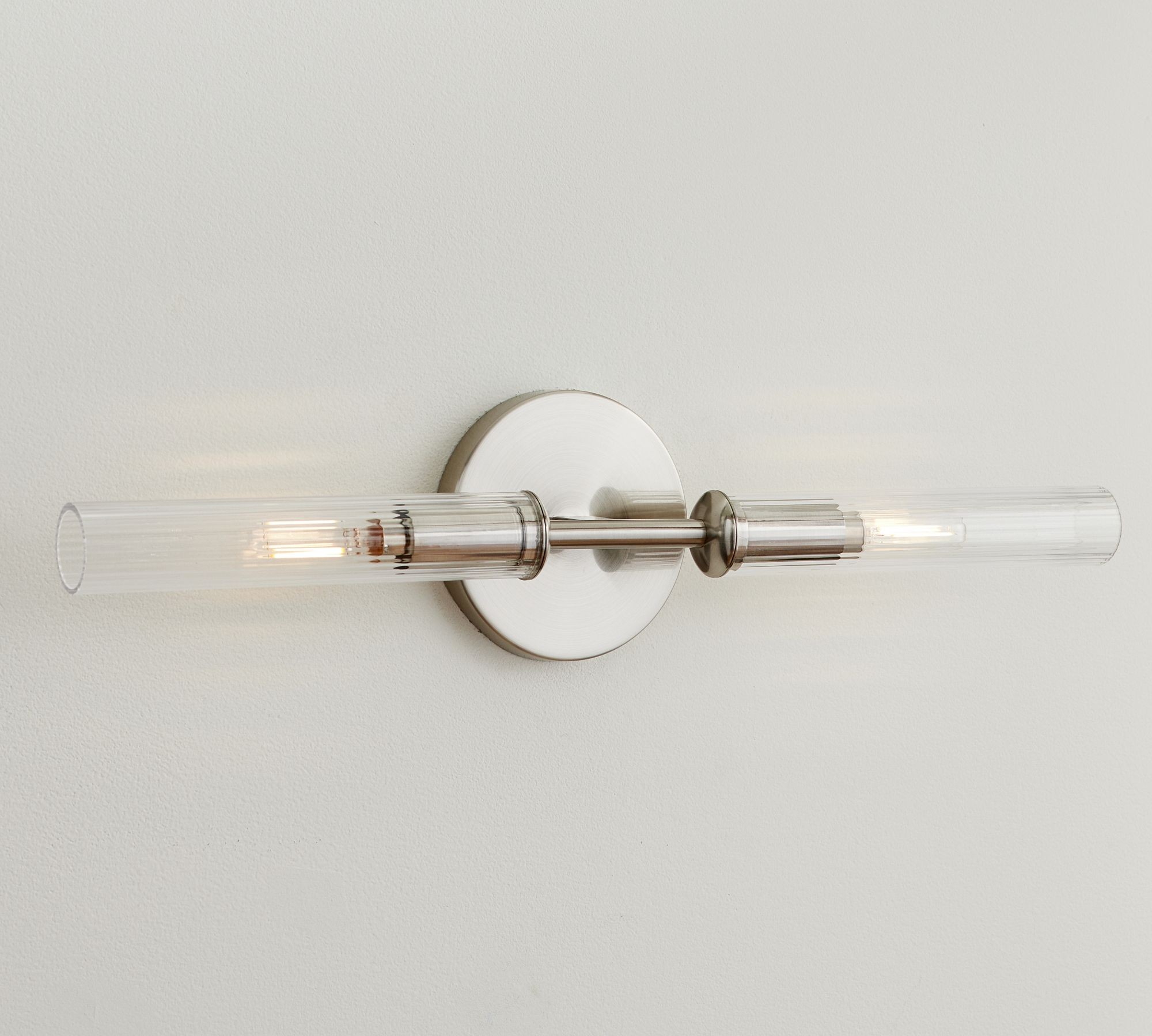 Bravira Ribbed Glass Wall Lamp - Tube Metal Light in Classic Finishes T075