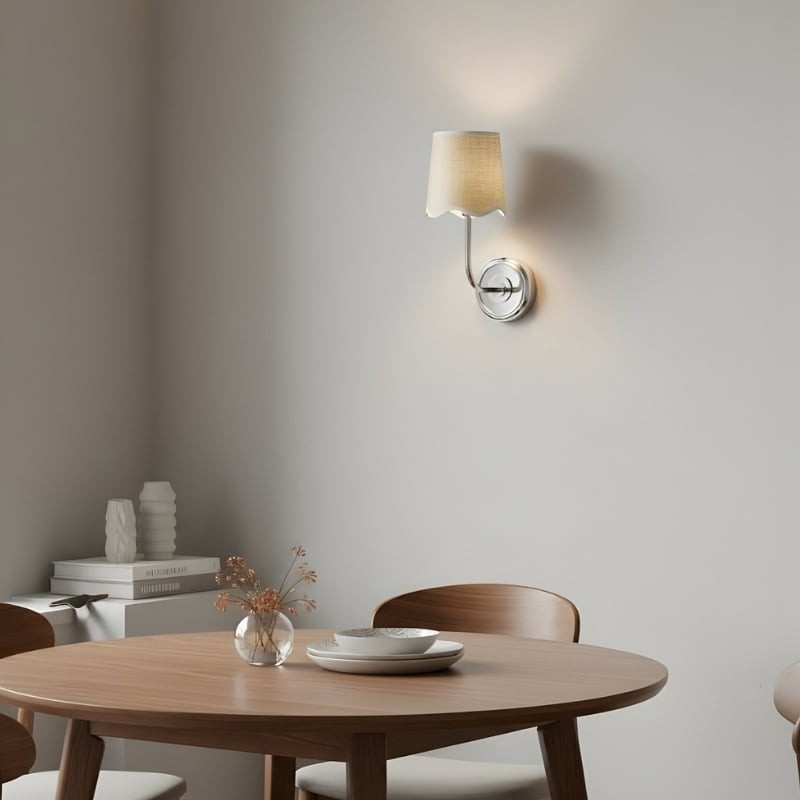 Glissum Contemporary Metal and Linen Wall Lamp with Soft Diffused Shade for Hallway or Entry T524