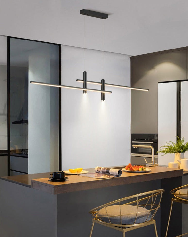 Modern Minimalist Sleek Metal Rod Chandelier M133