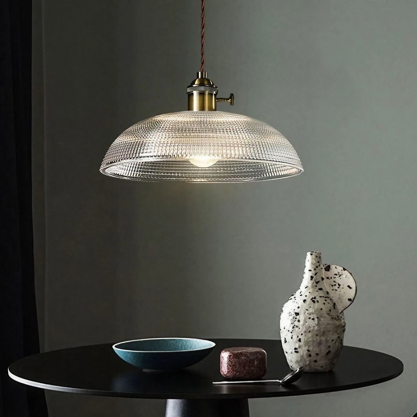 Velaris Vintage Copper Bowl Glass Pendant Light S96