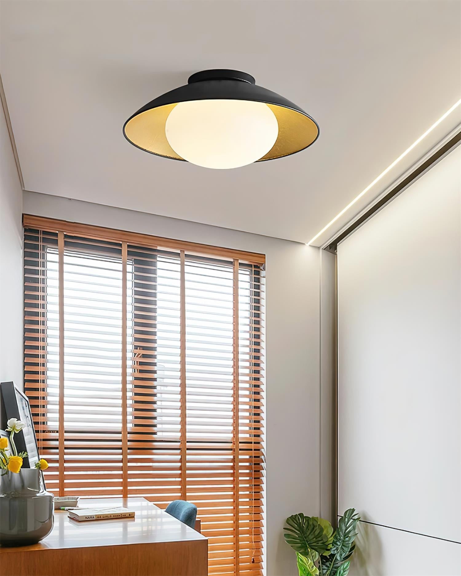 French Retro Flying Saucer Bowl Ceiling Light M236