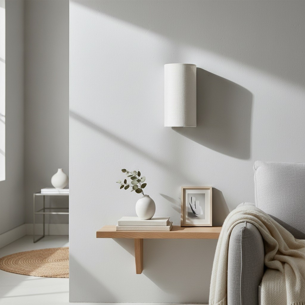 Linbron Linen Wall Sconce Natural Fabric Shade Modern Wall Light for Bedroom T478