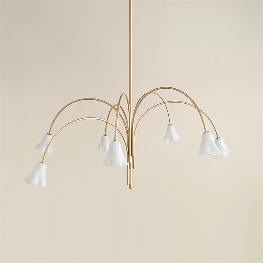 Bellina Modern Romantic Chandelier - Botanical Lily Design with Glass Flowers T280