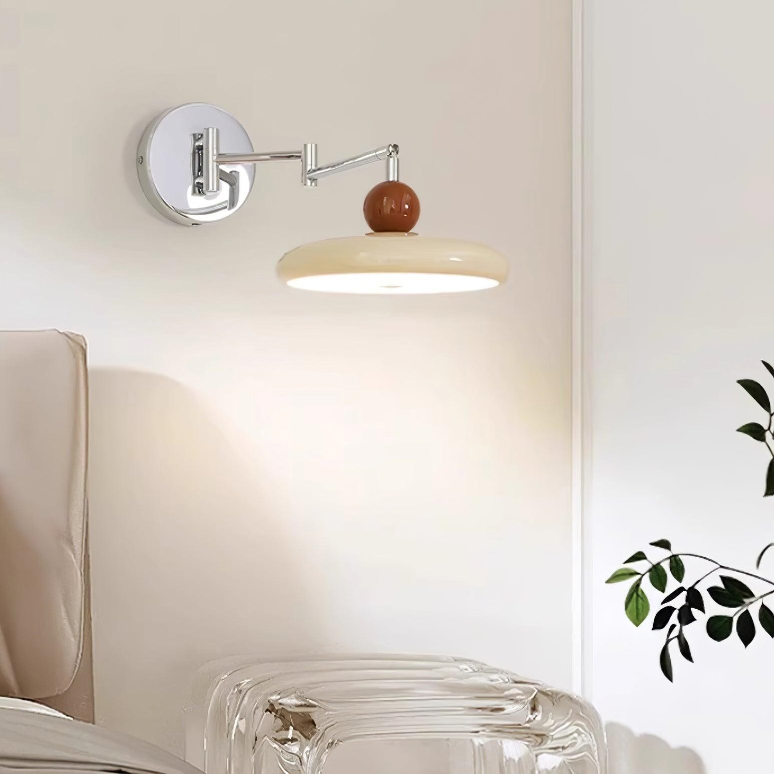 Cream Style Adjustable Swing Arm Disc Reading Wall Lamp M243