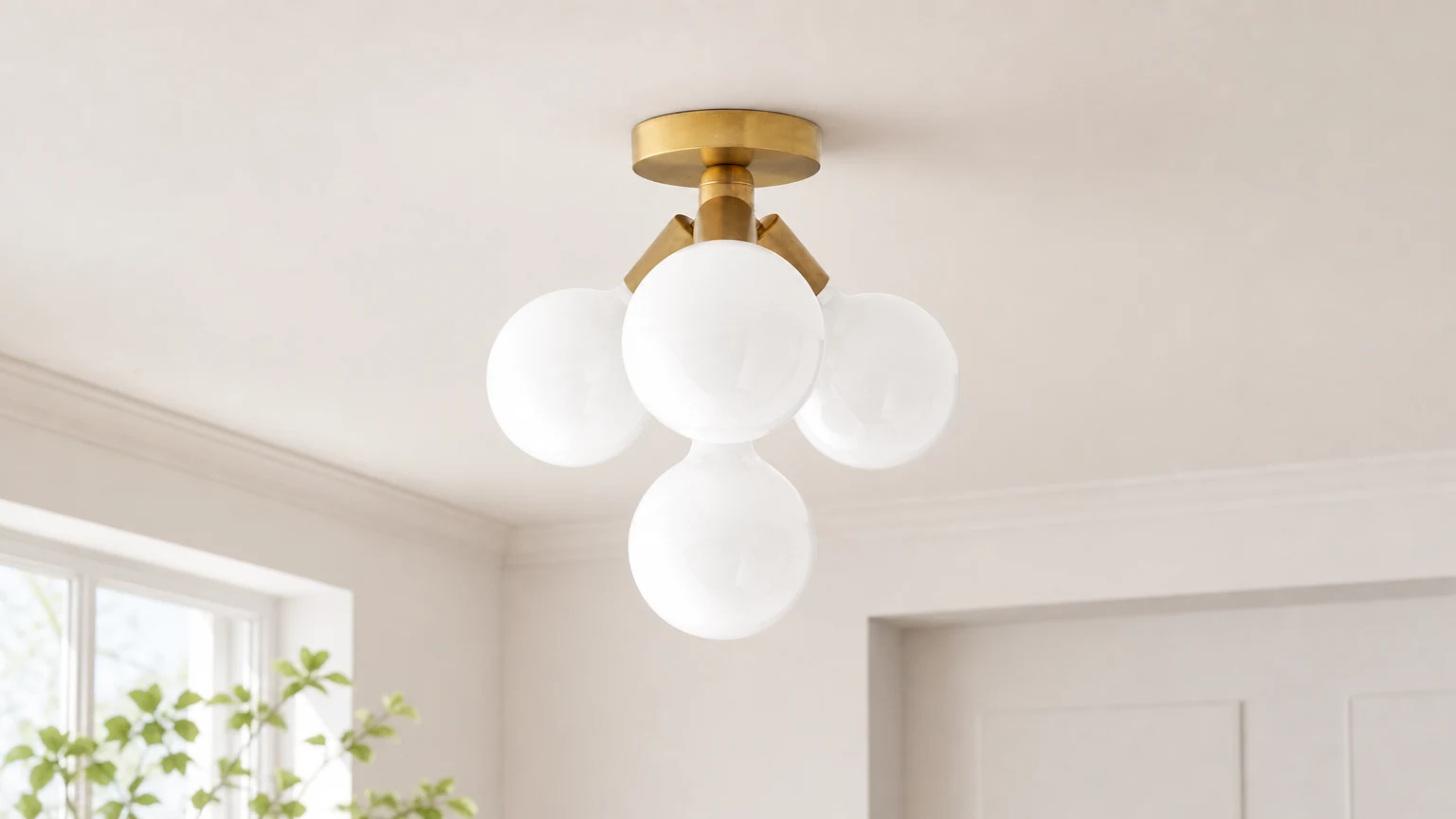 Lampa Glorica do montażu podtynkowego ze szklaną kulą w ciepłym wnętrzu