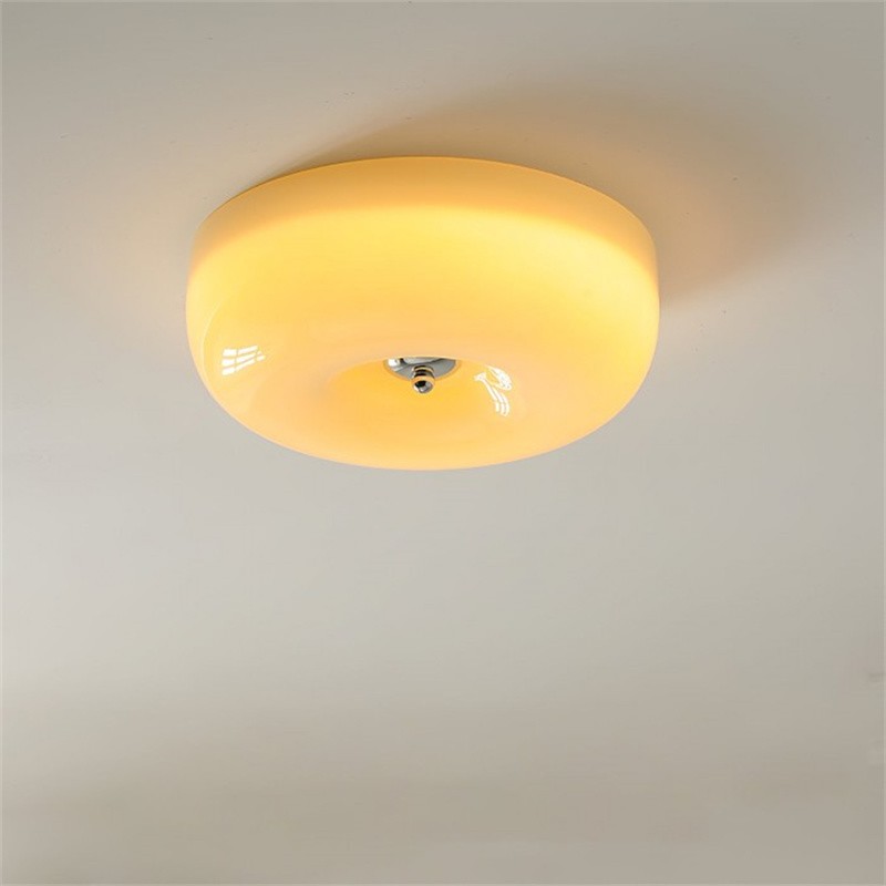 Bauhaus Glass Cream Pudding Ceiling Lamp S151
