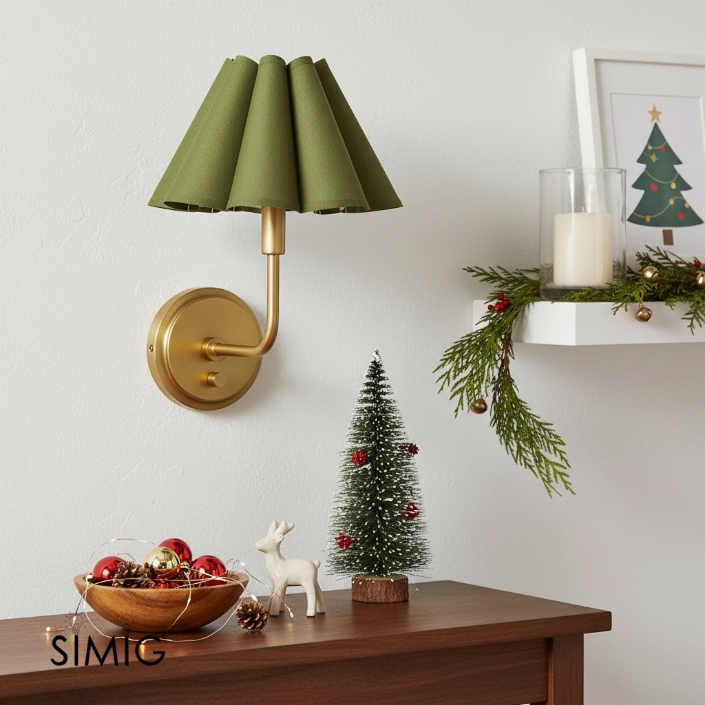 Capirise Scalloped Linen Brass Wall Lamp T228