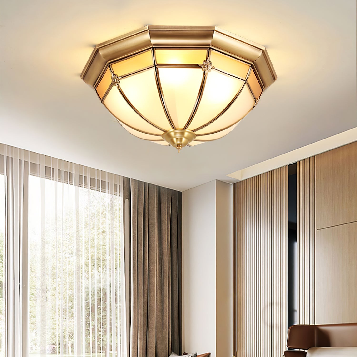 Dome Brass Flush Ceiling Lamp M563