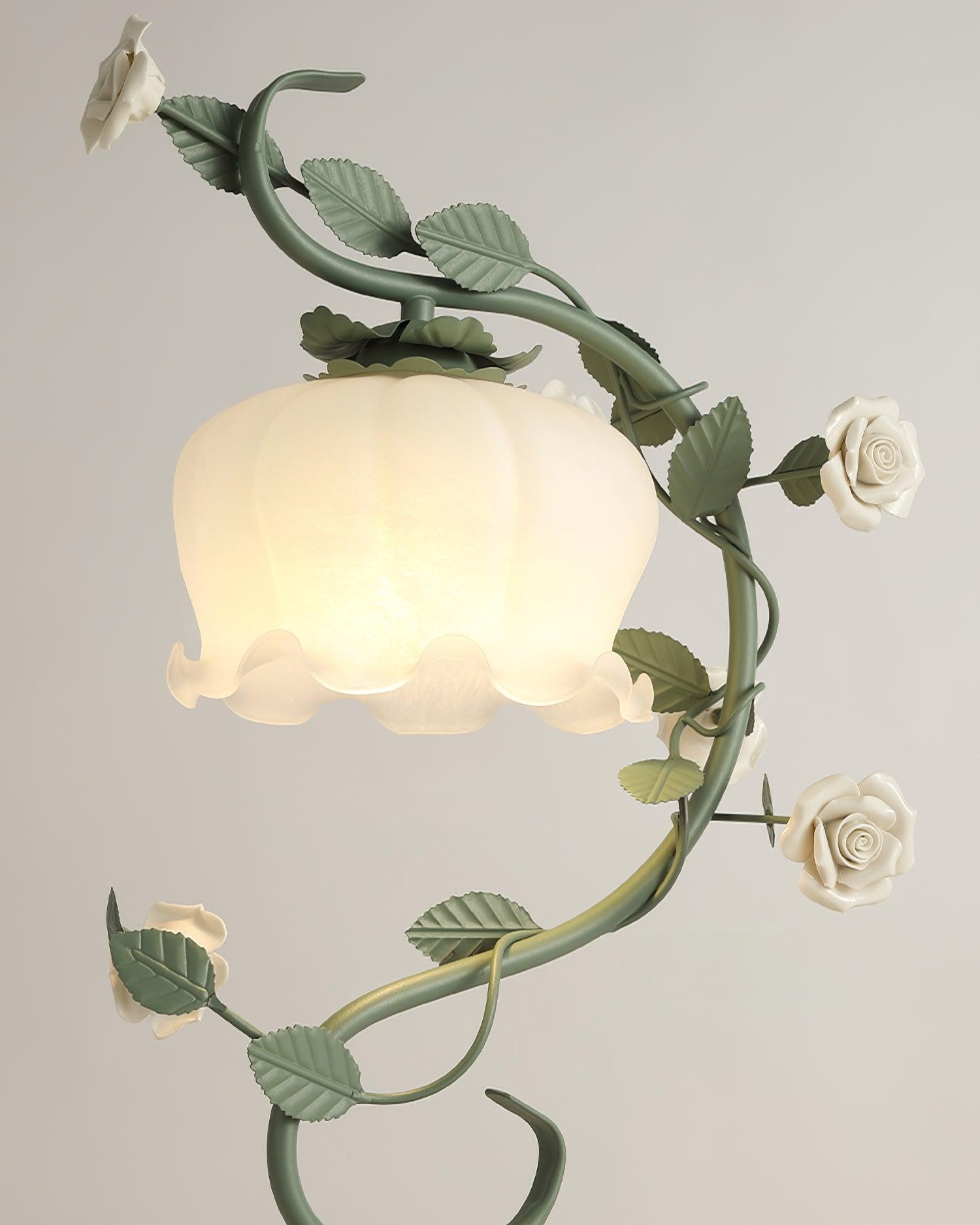 Green Pink White Rose Flower Table Lamp M209