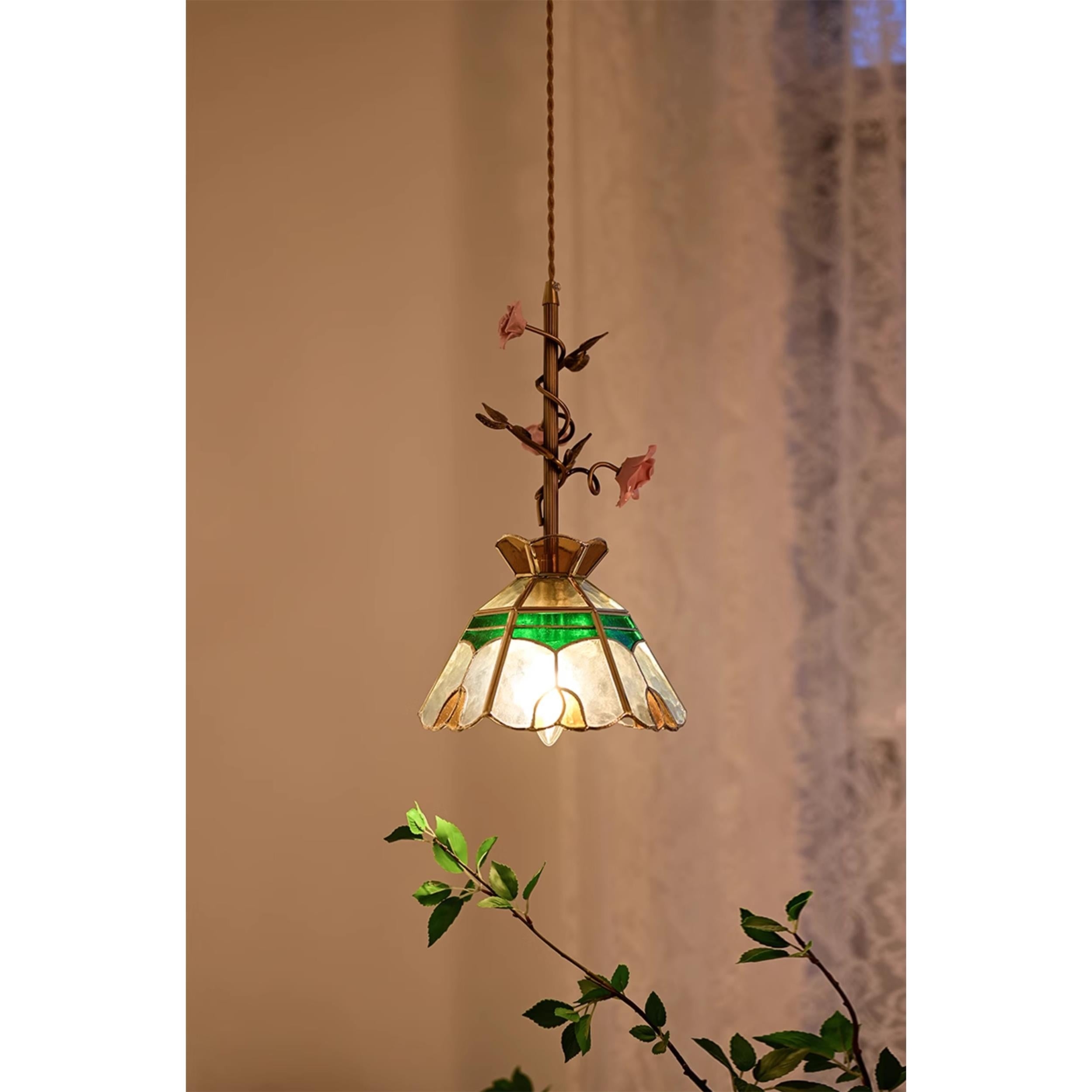 Lalique Rose Glass Pendant Lamp D674