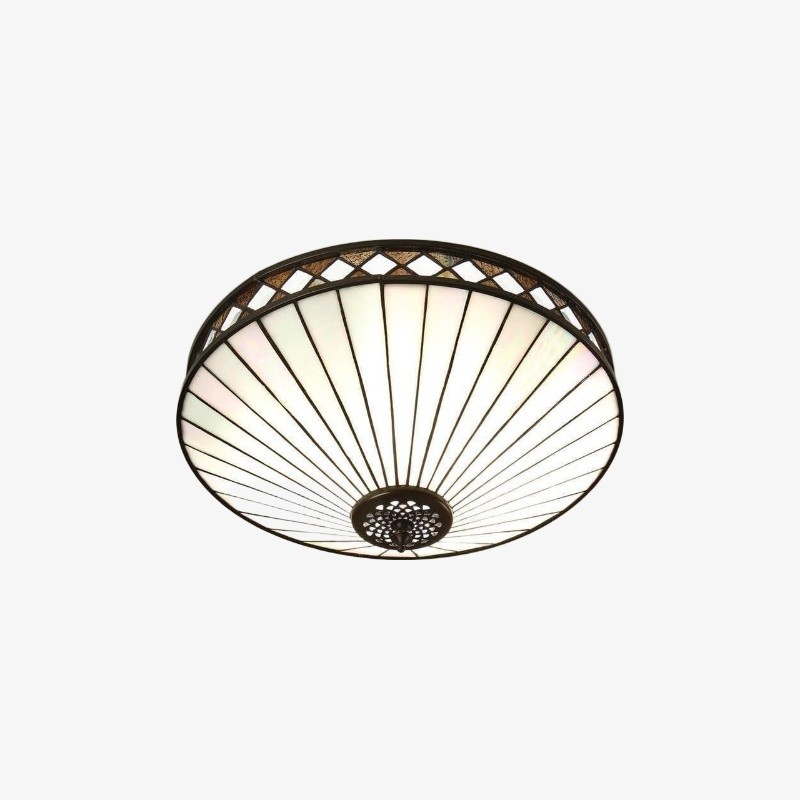 TiffStar Elegant Art Glass Flush Ceiling Light - Vintage-Inspired Ceiling Fixture for Home Interiors T634