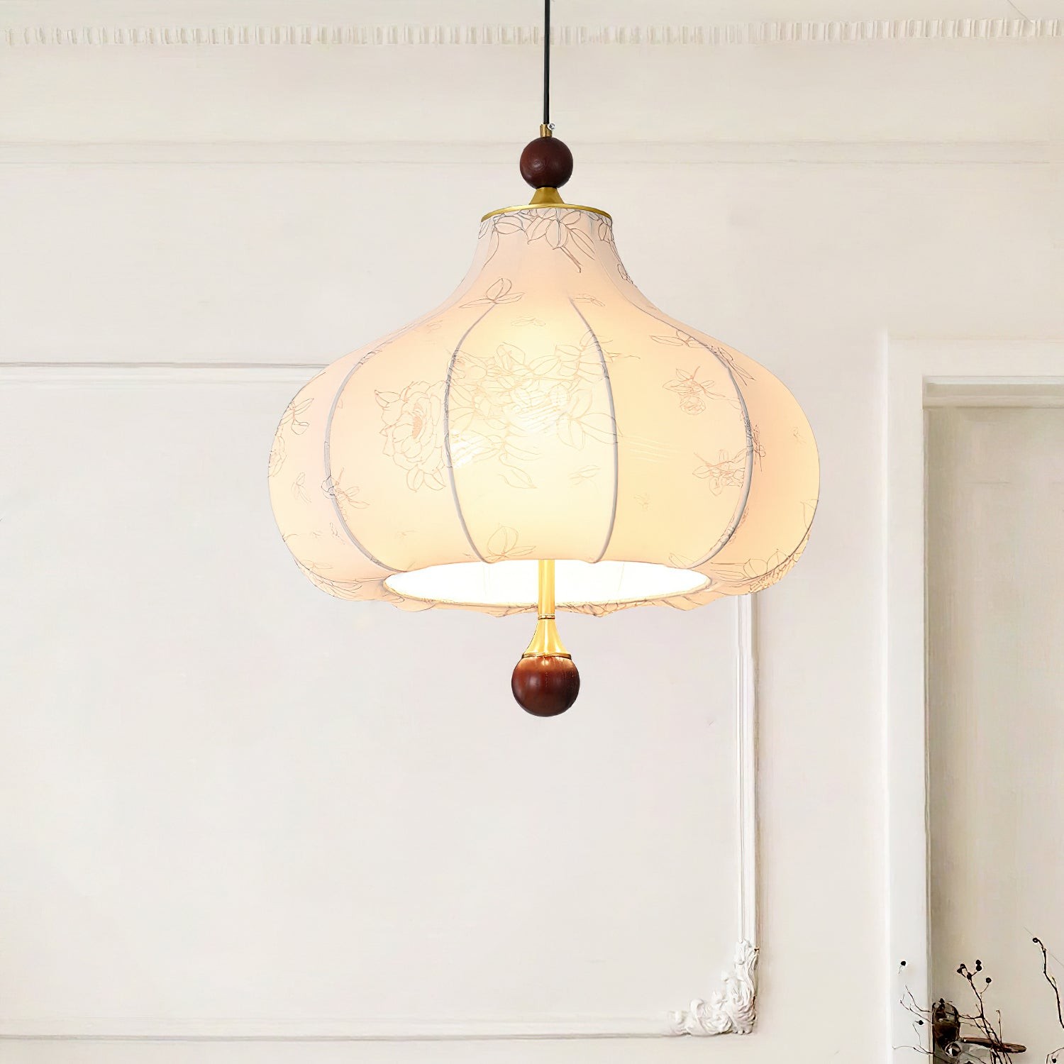 French Retro Fabric Pattern Pendant Lamp M77