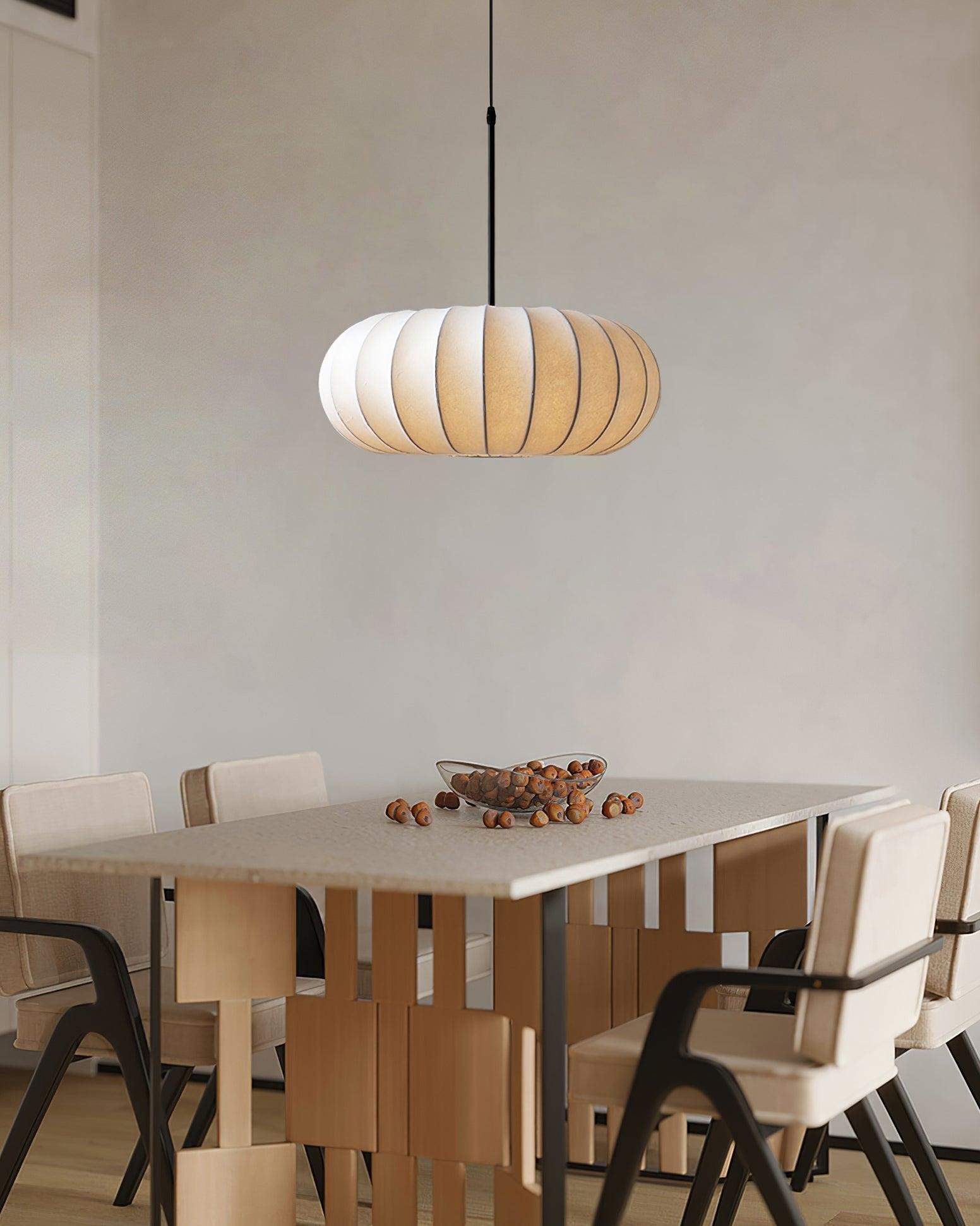 Simple Wabi-sabi White Lantern Fabric Pendant Lamp M105