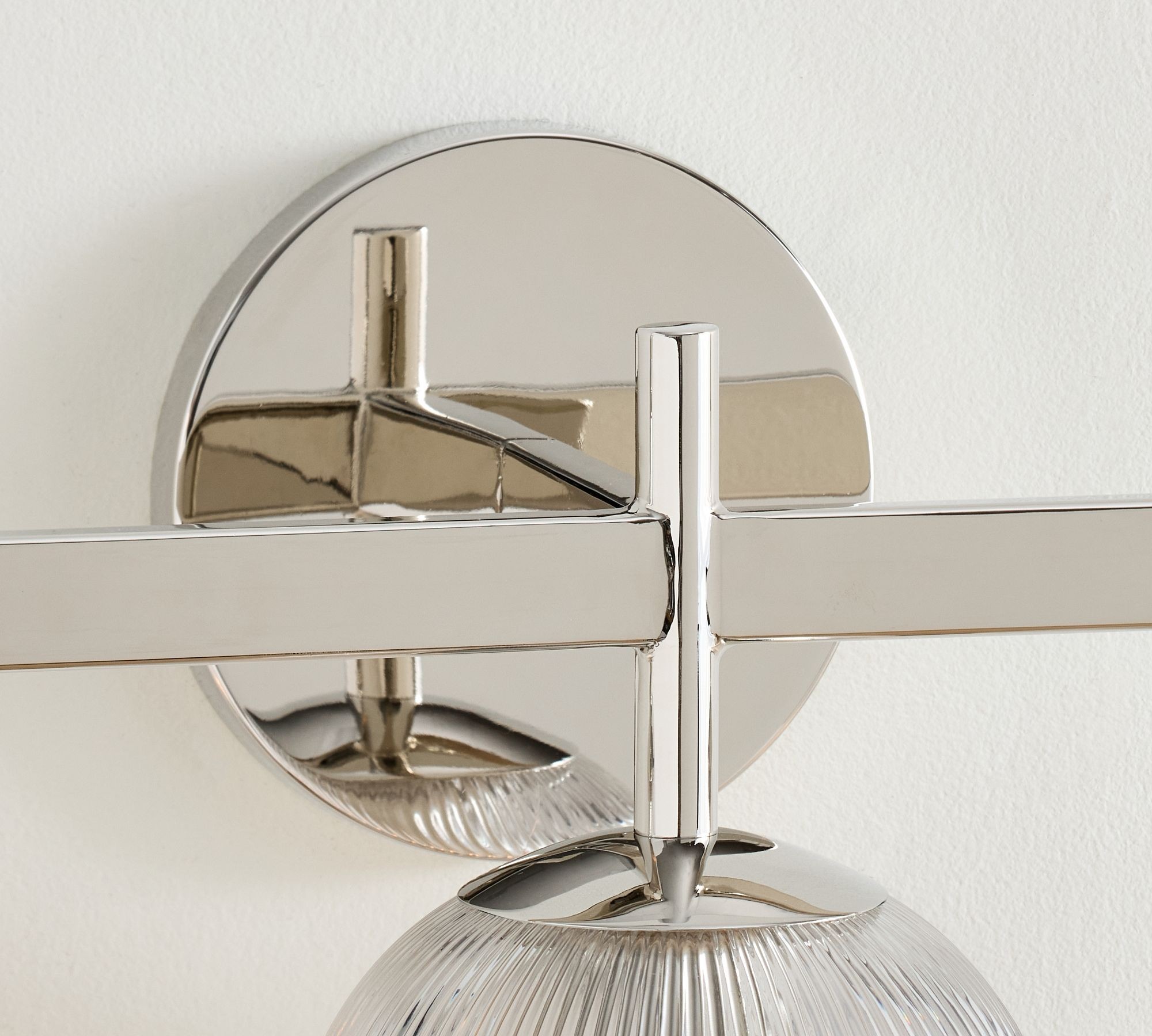 Bravira Ribbed Glass Sconce - Metal Wall Light with Clear Glass Shade T074