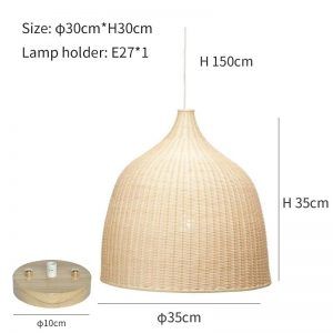 Größen- und Installationsdiagramm für Rattan-Pendelleuchten