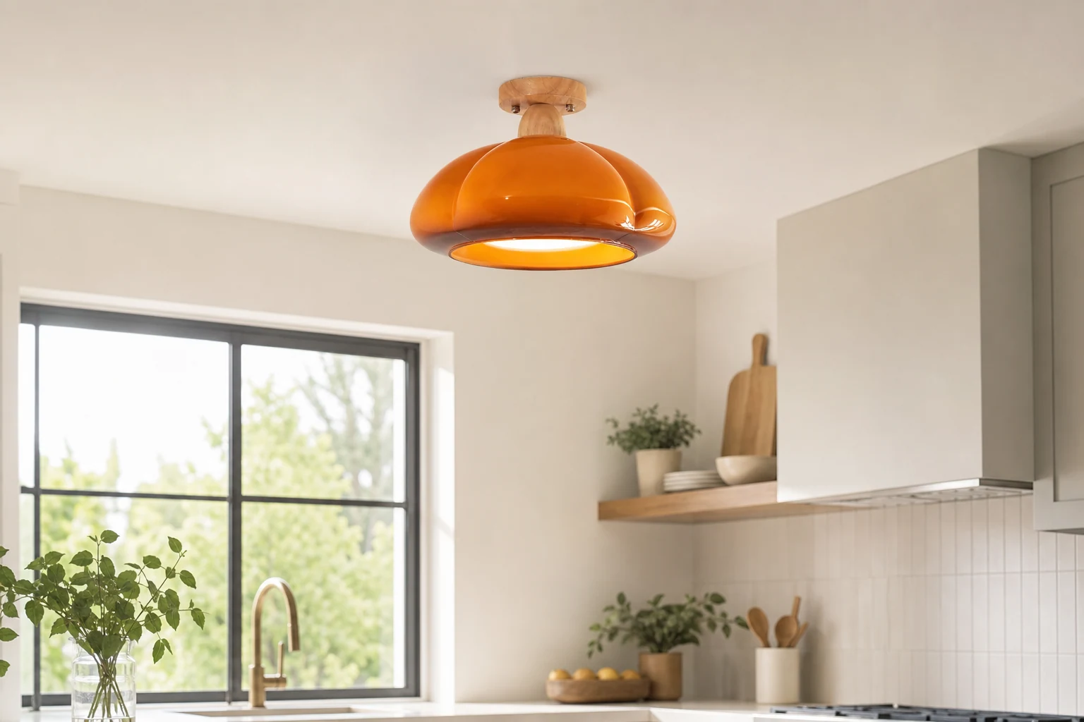 Lampa wisząca w kształcie dyni w stylowym wnętrzu