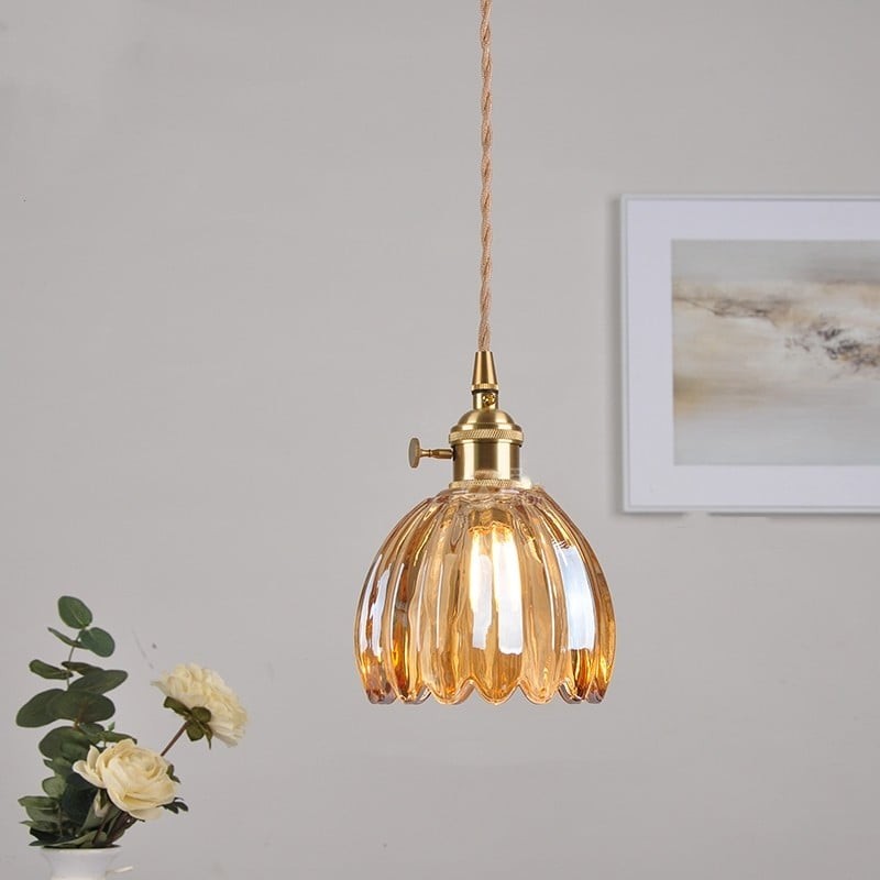 Japanese Retro Glass Flower Pendant Light S28