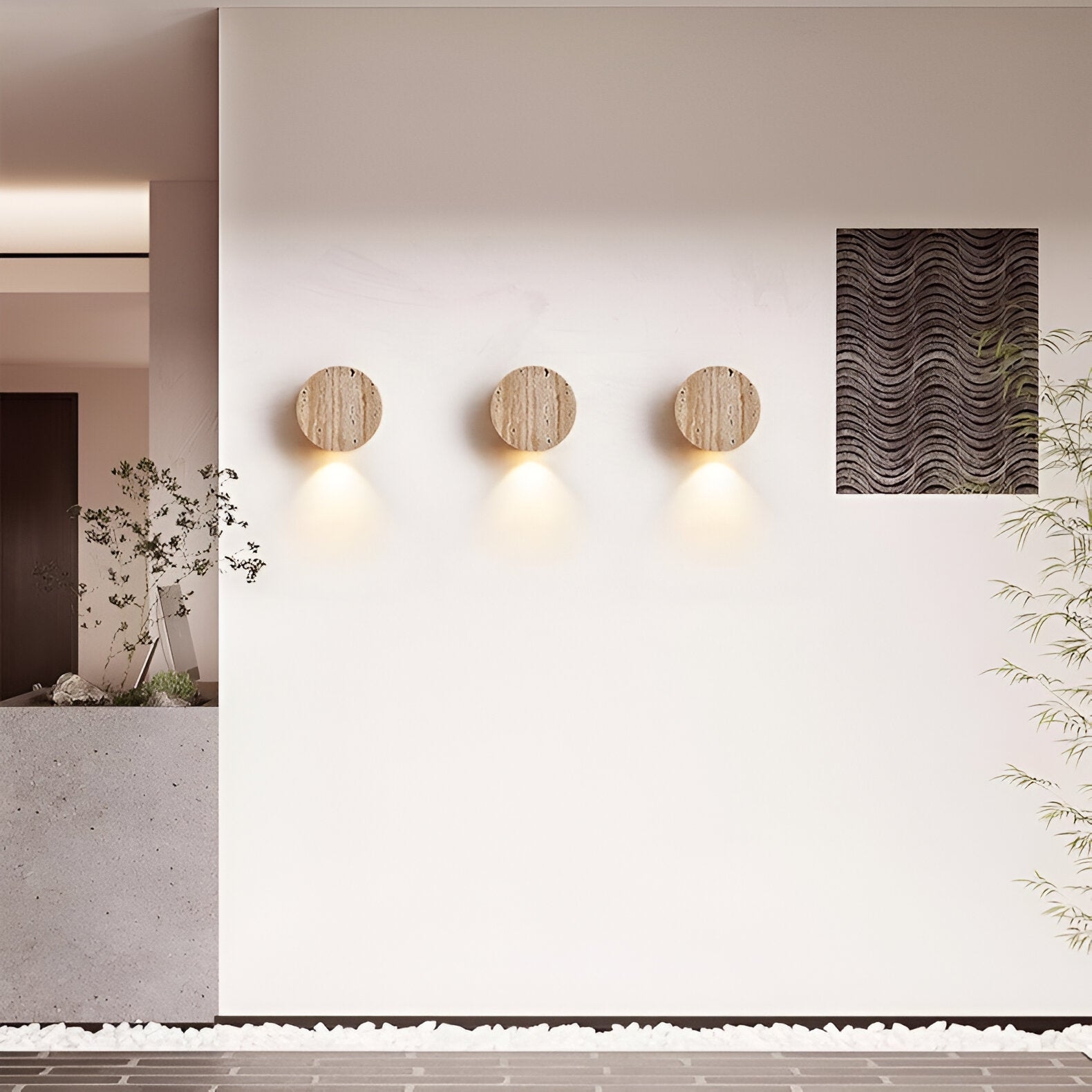 Japanese Wabi Sabi Natural Travertine Stone Wall Light D878