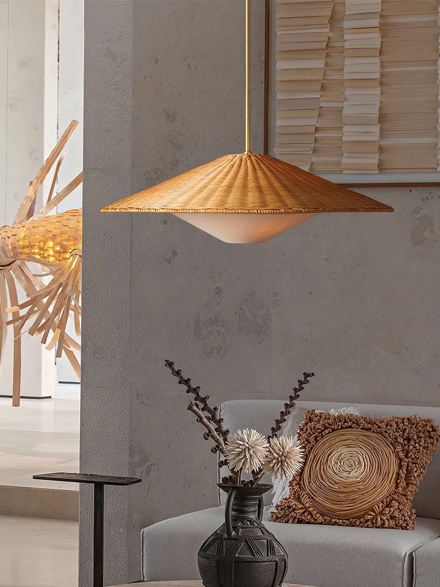 Rattan Hat Pendant Light Suitable For Living Room M29
