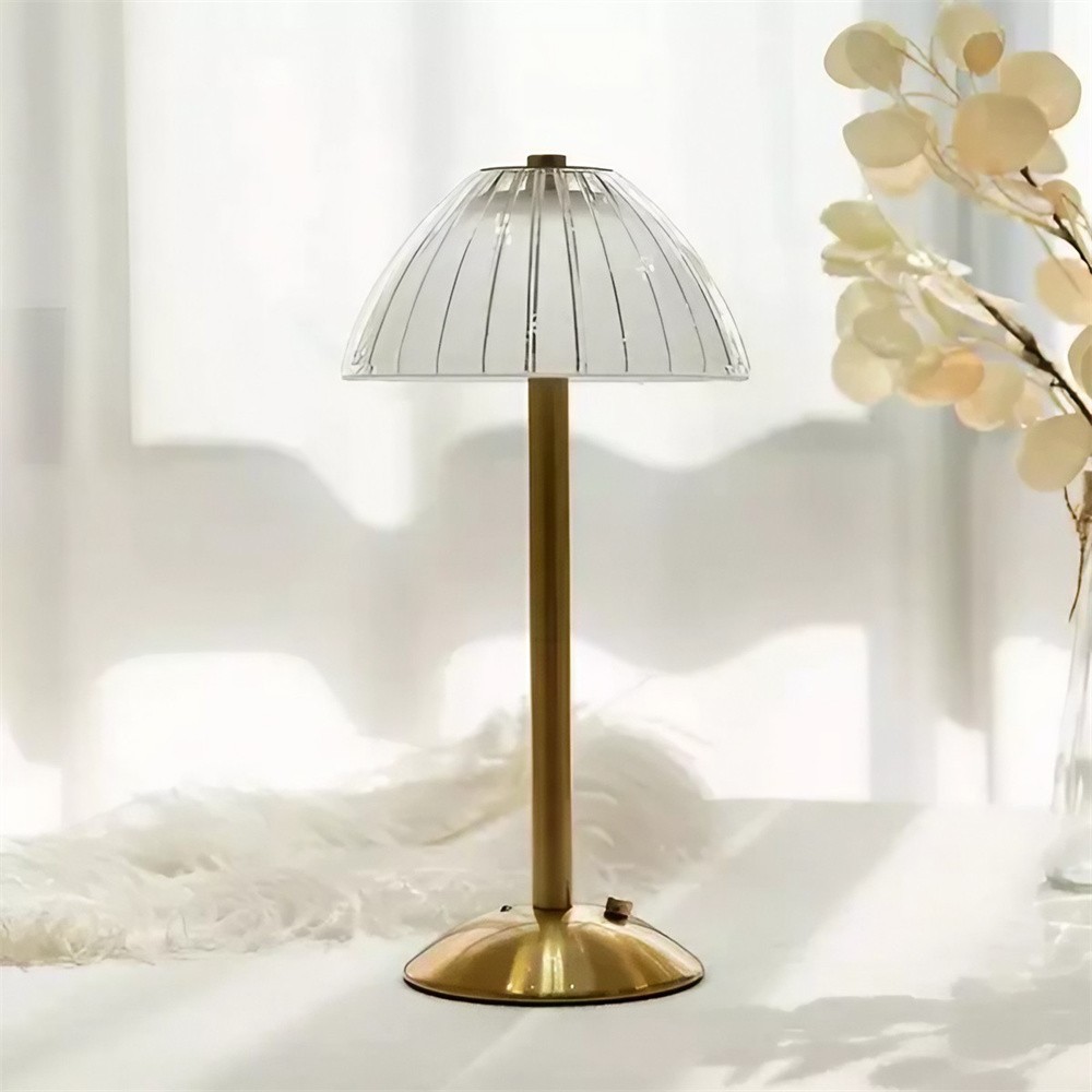 Vintage Pleated Brass Cordless Table Lamp S147