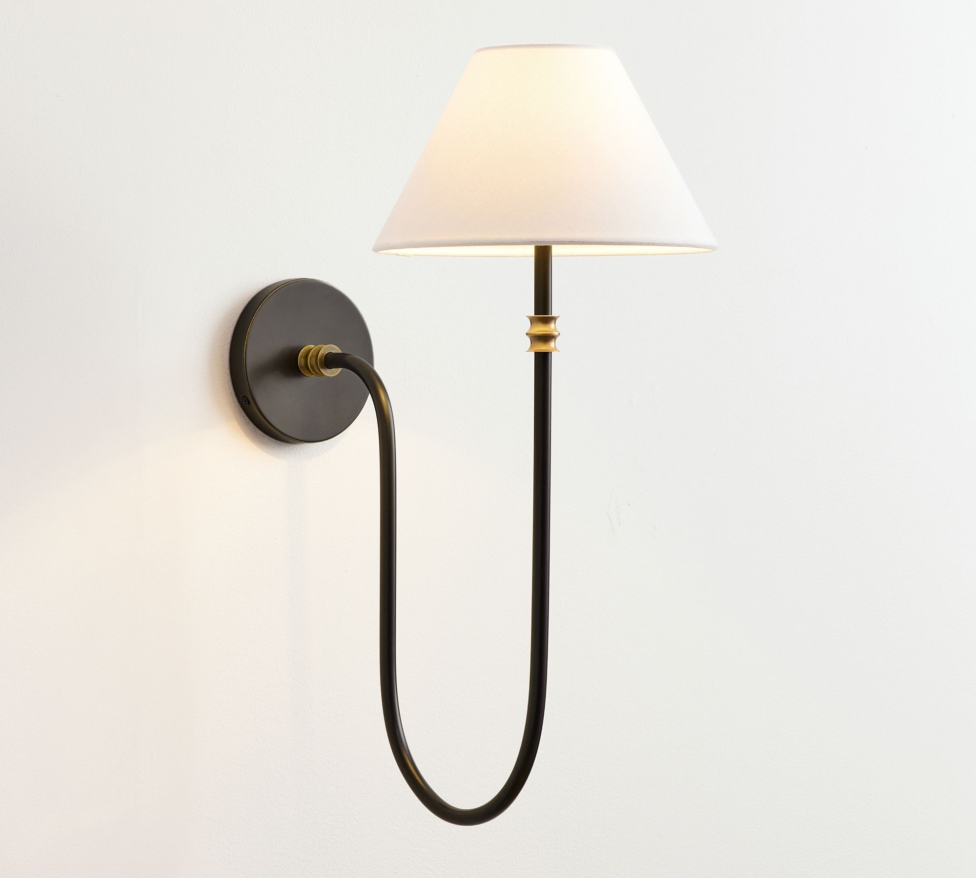 Calin Classic Sconce - Iron Wall Light with White Linen Shade T067