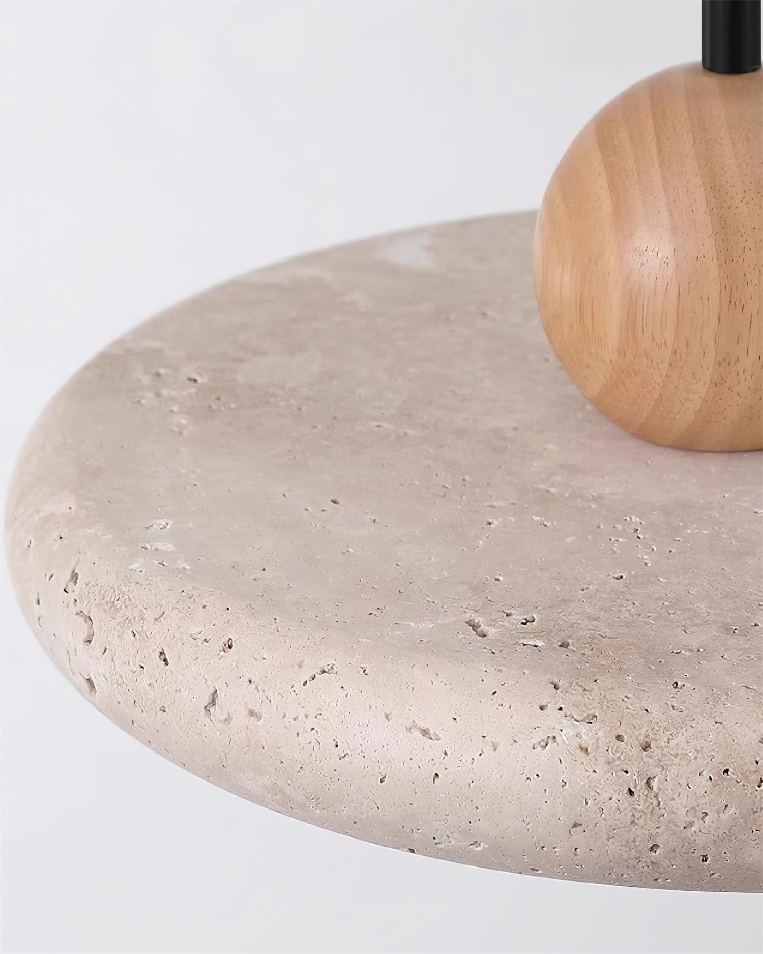 Modern Minimalist Wood Travertine Disc Pendant Light M241