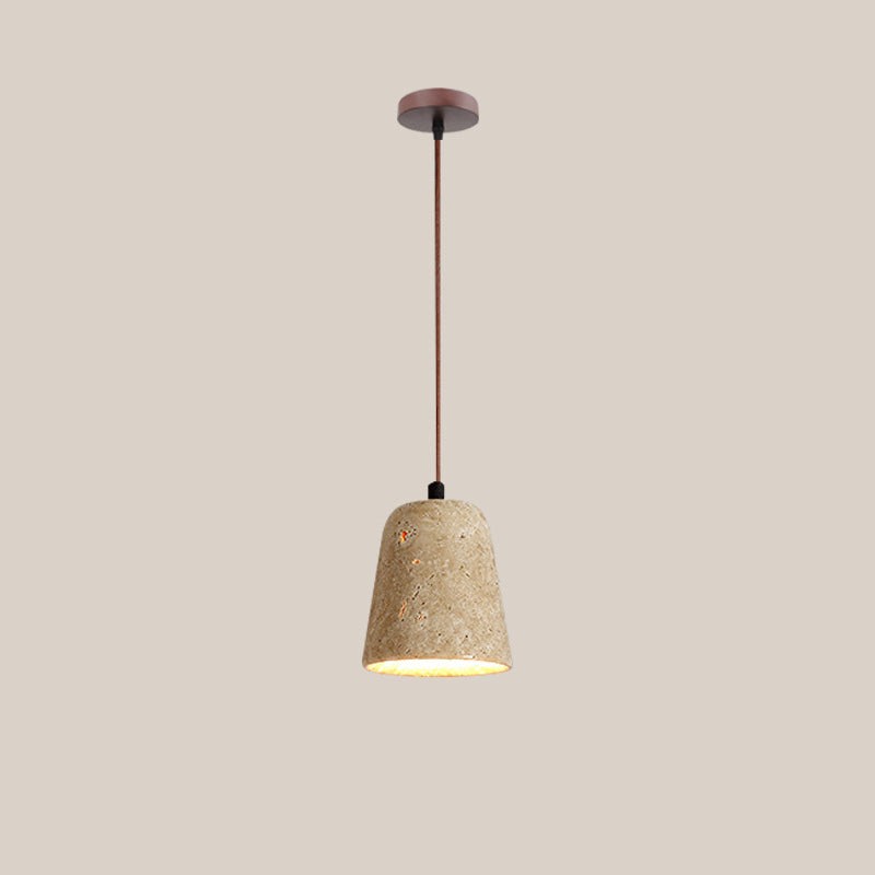 Traditional Japanese Travertine Wood Pendant Lamp M107