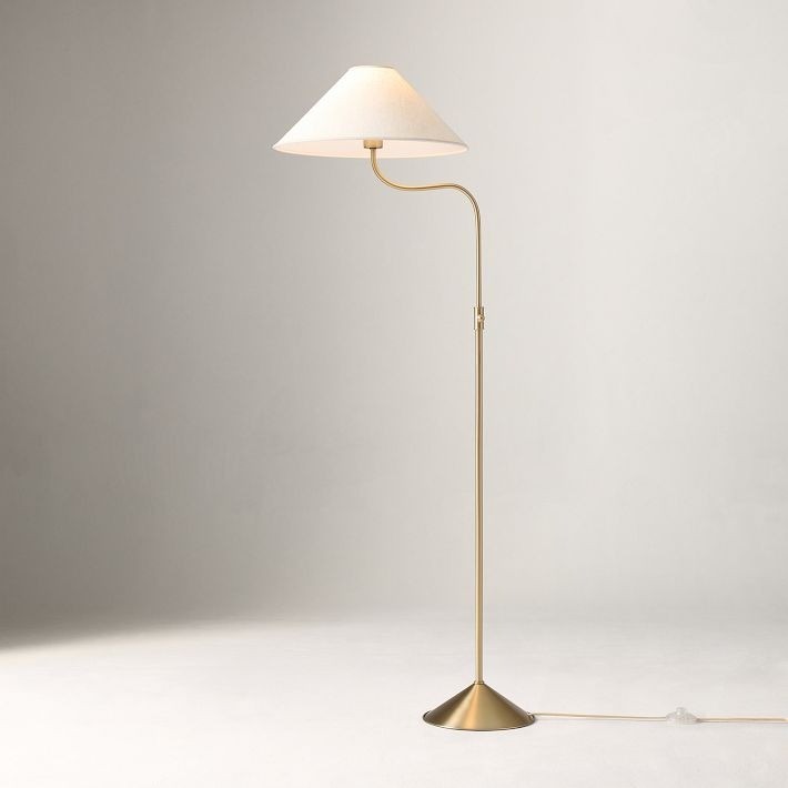 Fibura Elegant Floor Lamp with Linen Shade and Champagne Bronze Base for Living Room T081