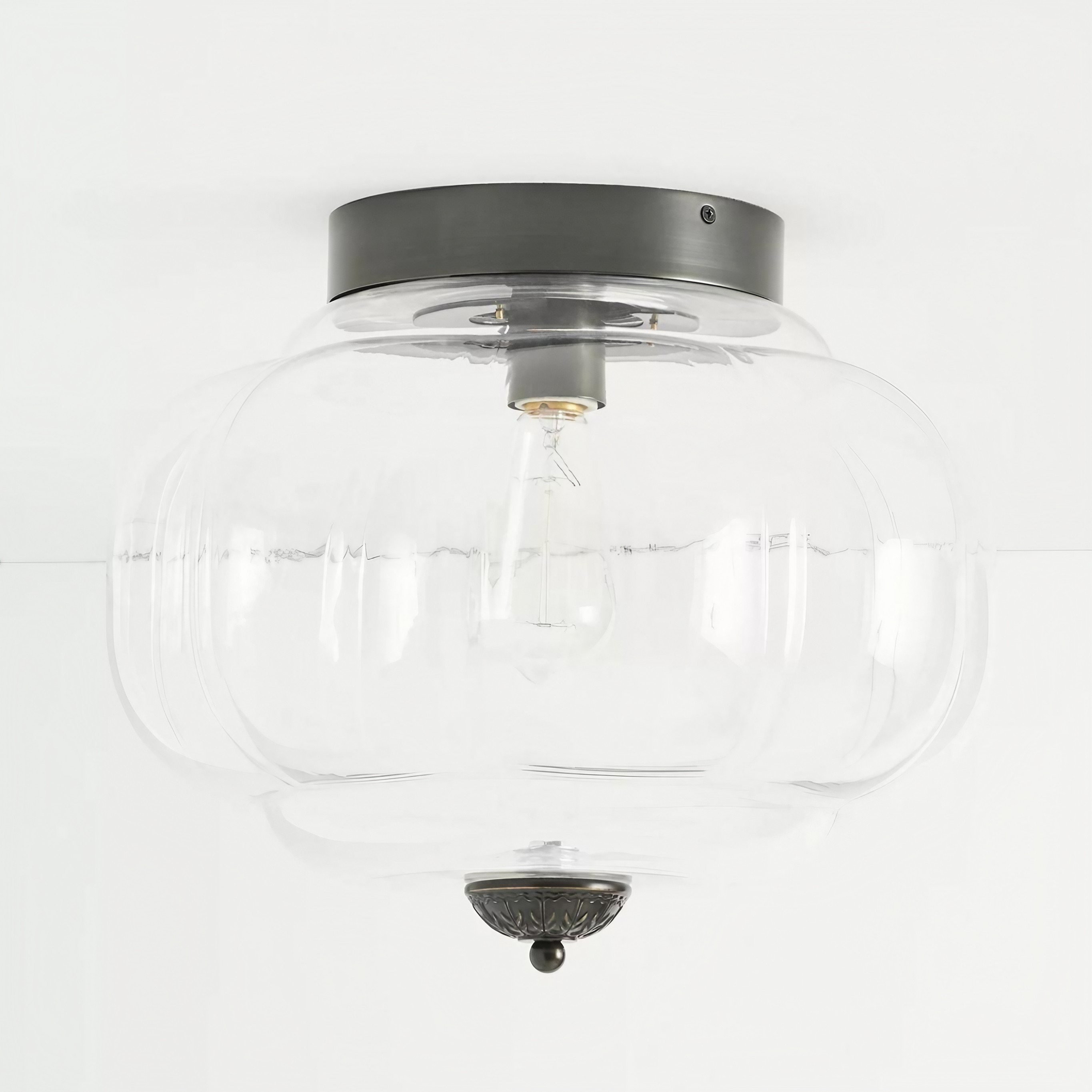 Vintage Eloise Milk Glass Flush Mount Ceiling Light - Vintage Charm Soft Glow T287