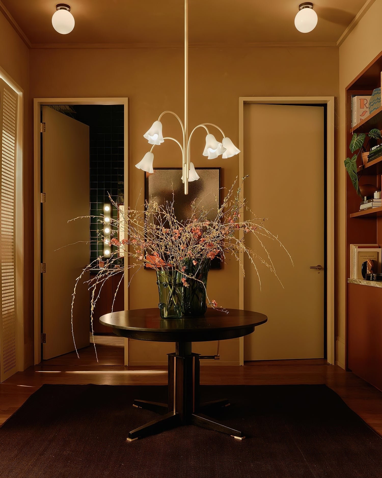 Bellina Modern Romantic Chandelier - Botanical Lily Design with Glass Flowers T280