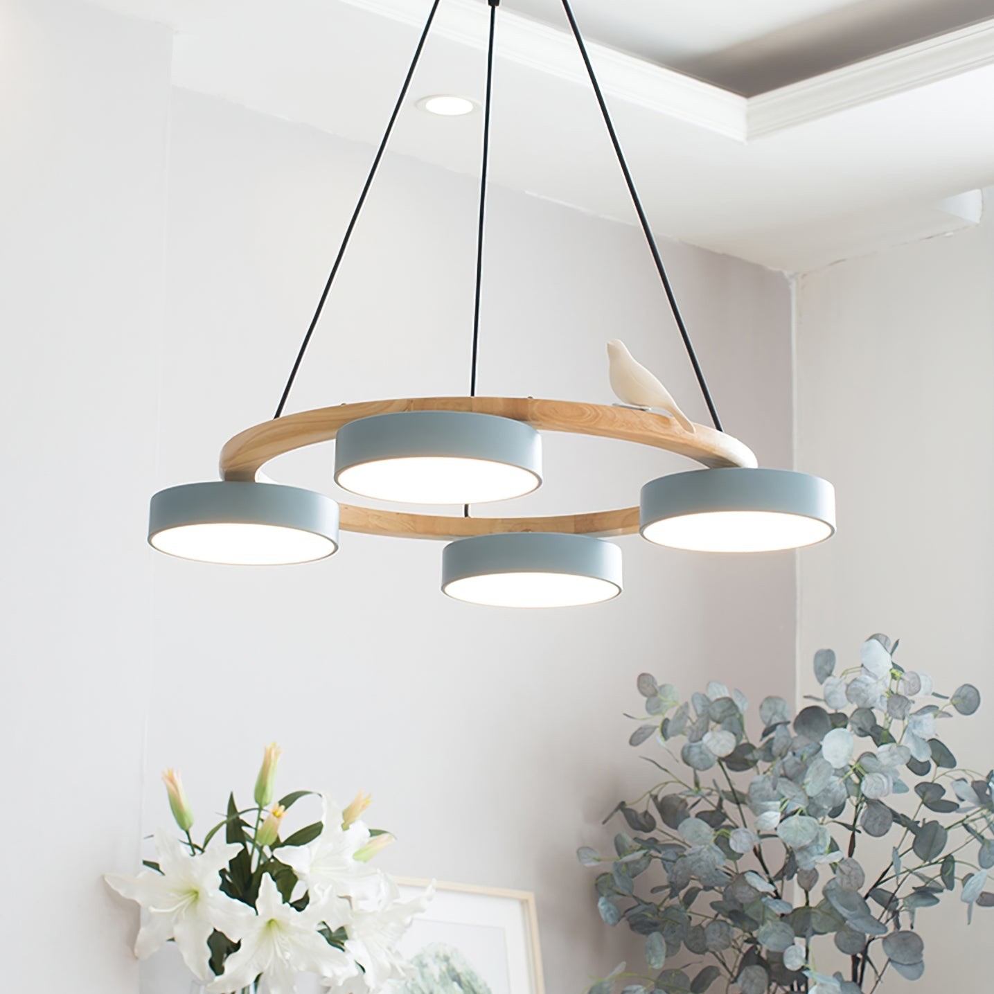 Nordic Wooden Bird Creative Round Chandelier S187
