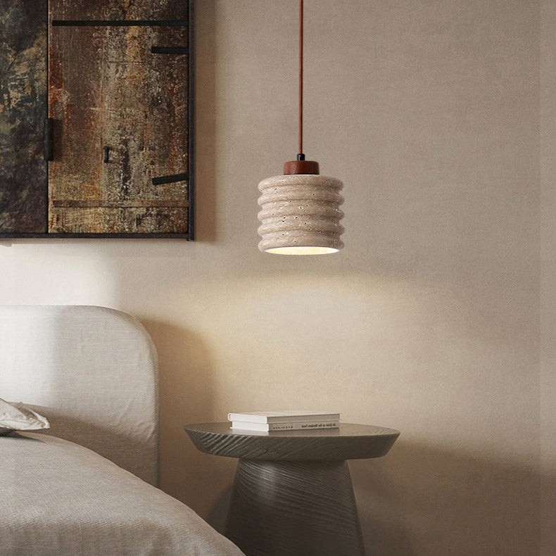 Traditional Retro Cylindrical Solid Wood Pendant Lamp M106