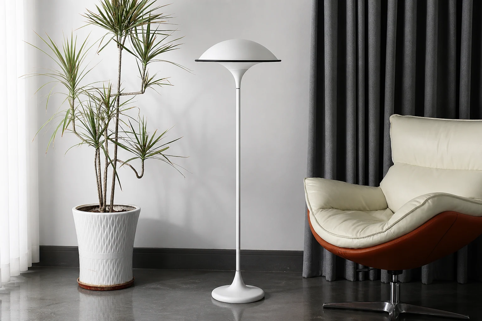 Duńska lampa podłogowa w stylu retro z latającym spodkiem M379 w stylu życia