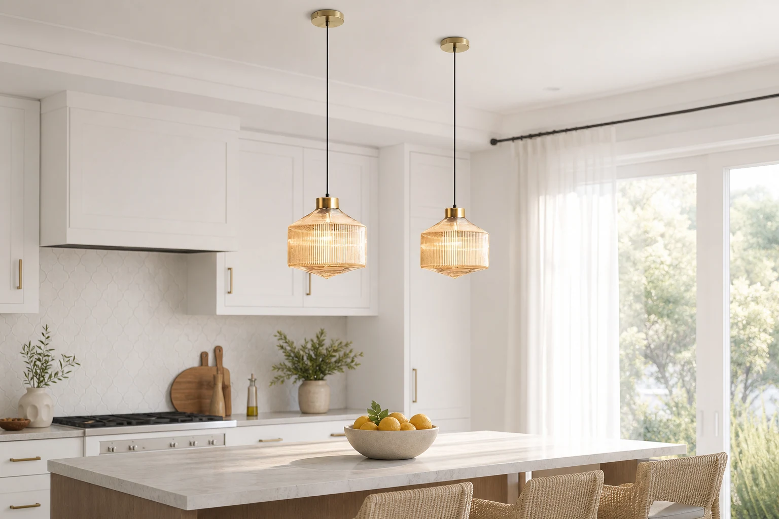 Wirująca lampa wisząca w paski w scenie pokoju lifestylowego